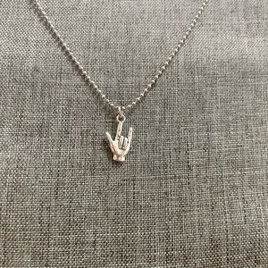 I love you Necklace. American Sign Language Necklace means I love you